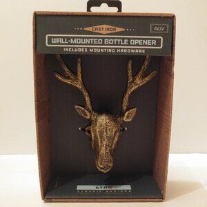 The KRAFTSMAN Co. Cast Iron Bottle Opener Stag Wall Mounted w/Hardware